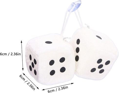 Keenso 12pcs Hanging Dice,Fuzzy Plush Dice with Dots for Car Interior Ornament Decoration in Saudi Arabia