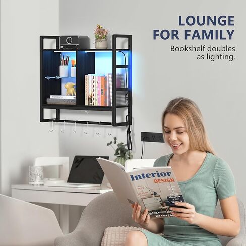 رف مثبت على الحائط مقاس 34 بوصة - أرفف عائمة للألعاب رف عرض من 3 طبقات مع رف زجاجي قابل للتعديل و6 أرفف خشبية مثبتة على الحائط على شكل حرف S للحمام وغرفة المعيشة ديكو، لون الجوز in Kuwait