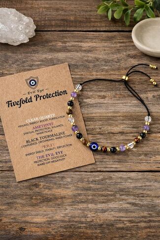 هدايا سلة عيد الفصح، سوار العين الشريرة، أحجار الشفاء للنساء، حشو بيض عيد الفصح، أساسيات مجوهرات عيد الميلاد، الكوارتز الشفاف، الجمشت، التورمالين، عين النمر لصديق، أخت، أمي in Kuwait