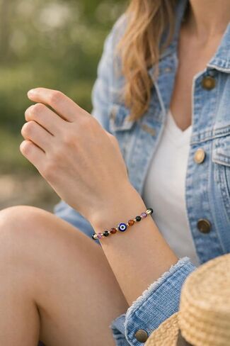 هدايا سلة عيد الفصح، سوار العين الشريرة، أحجار الشفاء للنساء، حشو بيض عيد الفصح، أساسيات مجوهرات عيد الميلاد، الكوارتز الشفاف، الجمشت، التورمالين، عين النمر لصديق، أخت، أمي in Kuwait