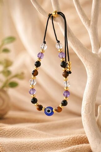 هدايا سلة عيد الفصح، سوار العين الشريرة، أحجار الشفاء للنساء، حشو بيض عيد الفصح، أساسيات مجوهرات عيد الميلاد، الكوارتز الشفاف، الجمشت، التورمالين، عين النمر لصديق، أخت، أمي in Kuwait