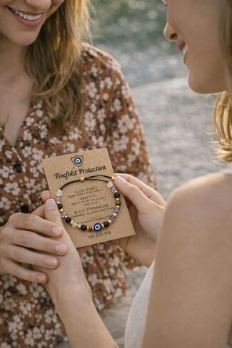 هدايا سلة عيد الفصح، سوار العين الشريرة، أحجار الشفاء للنساء، حشو بيض عيد الفصح، أساسيات مجوهرات عيد الميلاد، الكوارتز الشفاف، الجمشت، التورمالين، عين النمر لصديق، أخت، أمي in Kuwait