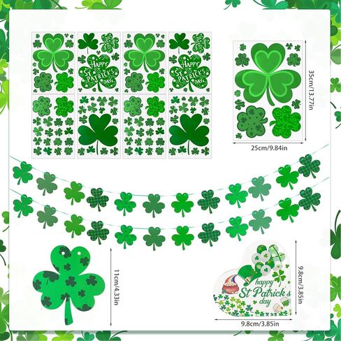 11pcs St Patricks Day Decorations with Window Clings Shamrock Banner Acrylic Heart Shamrocks Decorations for Home Decor in Saudi Arabia