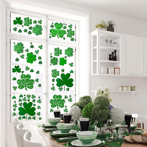 11pcs St Patricks Day Decorations with Window Clings Shamrock Banner Acrylic Heart Shamrocks Decorations for Home Decor in Saudi Arabia