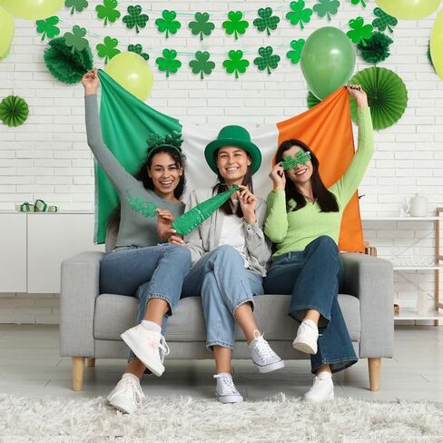 11pcs St Patricks Day Decorations with Window Clings Shamrock Banner Acrylic Heart Shamrocks Decorations for Home Decor in Saudi Arabia