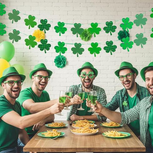 11pcs St Patricks Day Decorations with Window Clings Shamrock Banner Acrylic Heart Shamrocks Decorations for Home Decor in Saudi Arabia