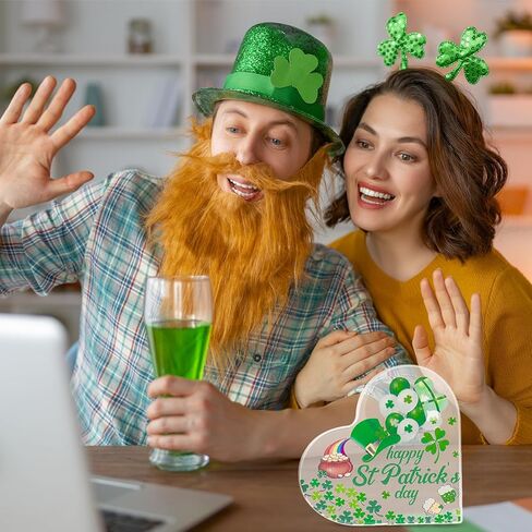 11pcs St Patricks Day Decorations with Window Clings Shamrock Banner Acrylic Heart Shamrocks Decorations for Home Decor in Saudi Arabia