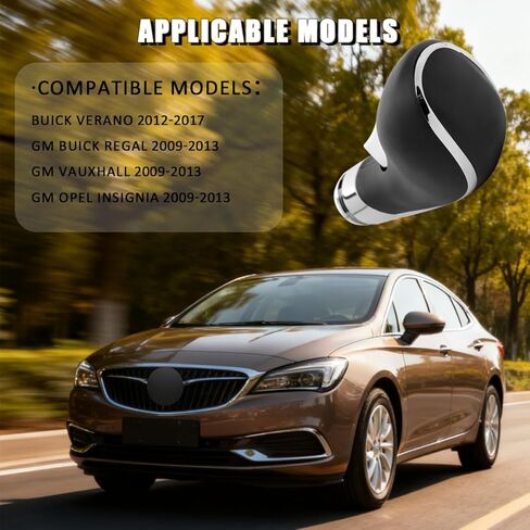 Gear Stick Shift Knob Compatible with Buick Verano 2012 2013 2014 2015 2016 2017 Leather Replacement Gear Shifter Handle Black in Kuwait