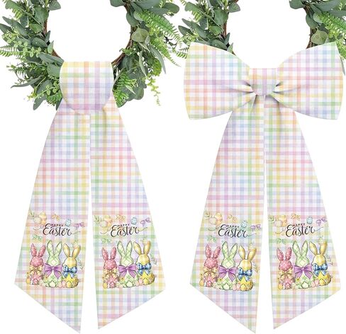 وشاح إكليل عيد الفصح للباب الأمامي، قطعتان من وشاح إكليل أرنب عيد الفصح، ديكور إكليل الشرفة للشرفة الداخلية والخارجية ومدخل حفلة إكليل عيد الفصح (55.9 * 4.7 بوصة) in Kuwait