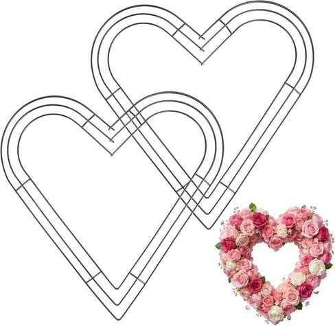 إطار إكليل على شكل قلب مقاس 35.56 سم، عبوتان على شكل إكليل سلكي على شكل قلب، حلقات أكاليل معدنية على شكل قلب أخضر داكن لعيد الحب، وحفلات الزفاف، والذكرى السنوية، والباب الأمامي، وديكورات المنزل الخارجية، لوازم الحرف اليدوية ذاتية الصنع in Kuwait