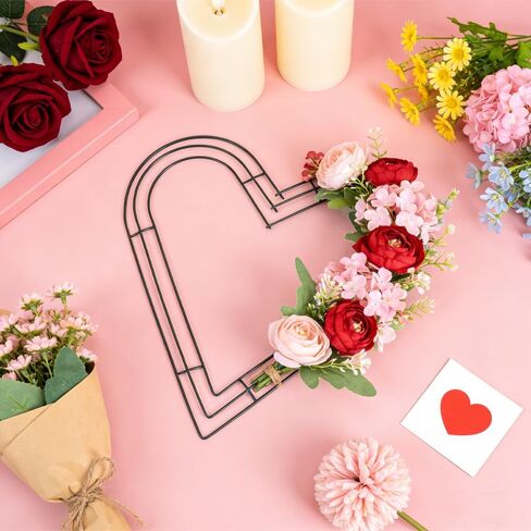 إطار إكليل على شكل قلب مقاس 35.56 سم، عبوتان على شكل إكليل سلكي على شكل قلب، حلقات أكاليل معدنية على شكل قلب أخضر داكن لعيد الحب، وحفلات الزفاف، والذكرى السنوية، والباب الأمامي، وديكورات المنزل الخارجية، لوازم الحرف اليدوية ذاتية الصنع in Kuwait