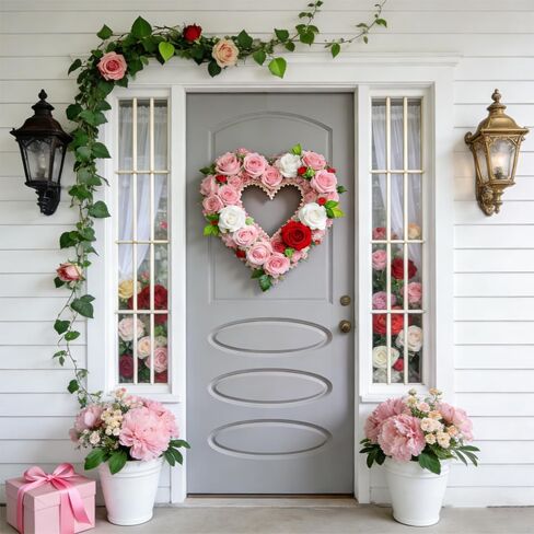 إطار إكليل على شكل قلب مقاس 35.56 سم، عبوتان على شكل إكليل سلكي على شكل قلب، حلقات أكاليل معدنية على شكل قلب أخضر داكن لعيد الحب، وحفلات الزفاف، والذكرى السنوية، والباب الأمامي، وديكورات المنزل الخارجية، لوازم الحرف اليدوية ذاتية الصنع in Kuwait