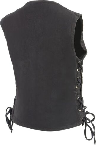 Milwaukee Leather Women’s Black 6 Pocket Side Lace Denim Vest w/Gun Pockets MDL4020 in Saudi Arabia