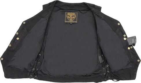 Milwaukee Leather Women’s Black 6 Pocket Side Lace Denim Vest w/Gun Pockets MDL4020 in Saudi Arabia