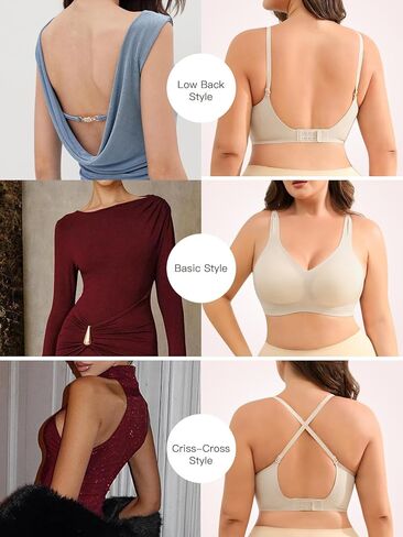 Slimers Backless Bra for Women：Wireless Full-Coverage Low Back Bras - Padded Criss-Cross Multiway Bralette in Saudi Arabia