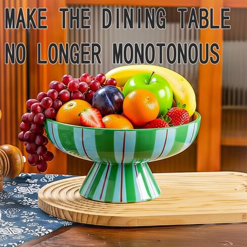 وعاء ذو ​​قدم 9 بوصة لديكور المنزل - وعاء فواكه مزخرف من السيراميك، وعاء حلوى أو حامل مفاتيح لطاولة المدخل، أوعية ذات قاعدة سيراميك لطاولة المطبخ أو القطعة المركزية لطاولة القهوة in Kuwait