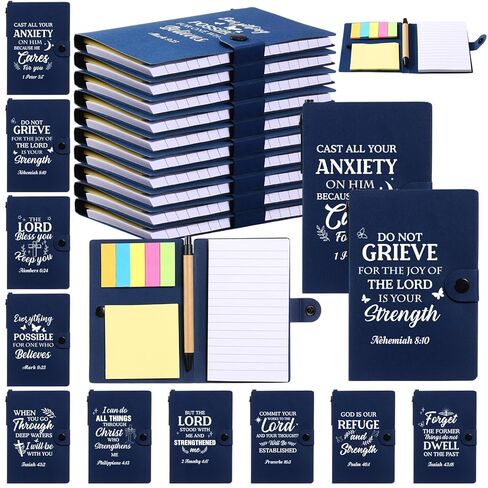 Thenshop 40 Pcs Christian Father' Day Gifts Bulk, Bible Verse Notebooks with Pens Sticky Notes for Men Women, Church, Nurse, Teacher, Bible Study Supplies for Group, Ministry Event(Blue) in Saudi Arabia