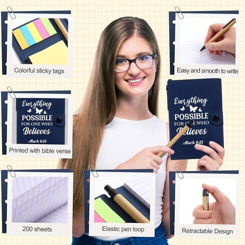 Thenshop 40 Pcs Christian Father' Day Gifts Bulk, Bible Verse Notebooks with Pens Sticky Notes for Men Women, Church, Nurse, Teacher, Bible Study Supplies for Group, Ministry Event(Blue) in Saudi Arabia