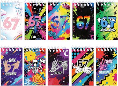 10Pack 6 7 Notebooks, 6 7 birthday decorations, Six Seven 67 gifts Meme Small Notebooks, Small Spiral Notebook, 6 7 party decorations, Pocket Notepads with Six Seven Pattern, Mini Notebook with Lined Pages for Work Nursing School Essentials 2.36 x 3.94 In in Kuwait