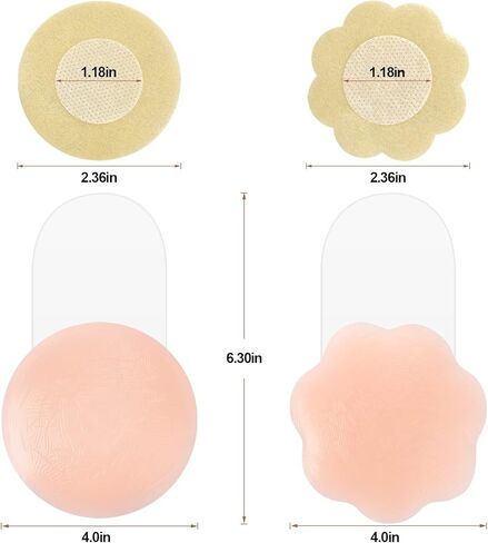2 Pairs Silicone Breast Lift Reusable Breast Pasties Petals with 20 Pieces Disposable Nipple Covers in Saudi Arabia