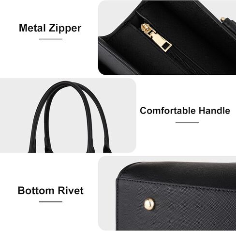 حقيبة كمبيوتر محمول للنساء من MOSISO، حقائب كمبيوتر محمول من جلد البولي يوريثان مقاومة للماء مقاس 15.6 بوصة، حقيبة حمل مع حجرة كمبيوتر محمول للأعمال، حقائب كتف ذات سعة كبيرة بمقبض علوي وحقيبة يد عمل المعلم، أسود in Kuwait