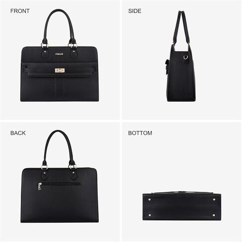 حقيبة كمبيوتر محمول للنساء من MOSISO، حقائب كمبيوتر محمول من جلد البولي يوريثان مقاومة للماء مقاس 15.6 بوصة، حقيبة حمل مع حجرة كمبيوتر محمول للأعمال، حقائب كتف ذات سعة كبيرة بمقبض علوي وحقيبة يد عمل المعلم، أسود in Kuwait