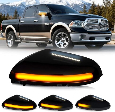 D-Lumina Sequential LED Passenger Side Mirror Turn Signal Puddle Light Smoked Lens for Dodge Ram 1500 2009-2018, Ram 2500 2010-2018, Dynamic Indicator Strip Mirror Lamp, Replacement for 68064948AA in Saudi Arabia