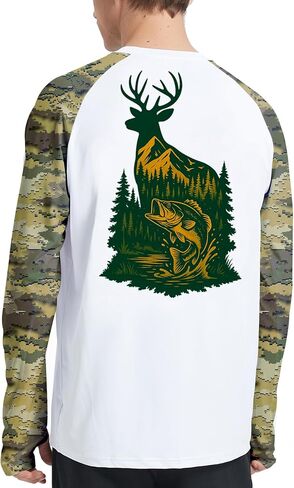 Riverruns Men's Hunting Camo Shirt for Men, Lightweight Camouflage Long Sleeve Shirt for Fishing Hiking Camping in Saudi Arabia