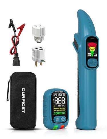 GFCI Outlet Tester, DURFICST Electrical Outlet Tester with 1.7'' High Definition LCD Display, Standard 3-Wire 120V Receptacle Tester, Detects Common Home and Office Wiring Problems in Saudi Arabia