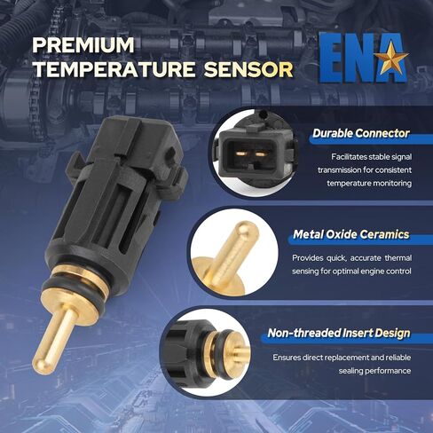 ENA Engine Coolant Temperature Sensor Compatible with BMW 328i 325i 330i 320i 323i 328Ci 325Ci 323Ci 323is 550i 530i 2.2L 3.2L 4.9L 5.4L l4 l6 V8 V10 2009 2010 2011 2012 Replaces TX128 13621433077 in Saudi Arabia