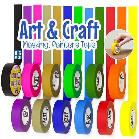 Masking Tape - EXTRA LONG 1008 FEET x 1 Inch - Painters Tape Assortment, 6 Color Painter Tape Rolls, Colored Labeling Paper Tape for Bullet Journals Party Decorations DIY Craft Artist Tape Art Tape in Saudi Arabia