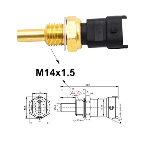 M14x1.5 مستشعر درجة حرارة سائل التبريد 0281002412 لـ V836667732 1426321 1827058 77362294 in Saudi Arabia