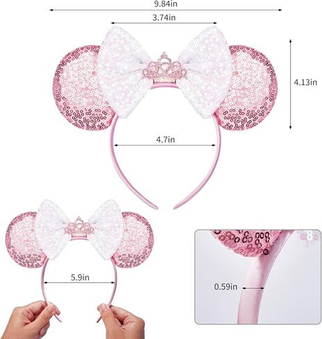 Sparkle Mouse Ears Headband for Women & Girls, Lightweight Cartoon Ear Headbands for Halloween Christmas Party in Saudi Arabia