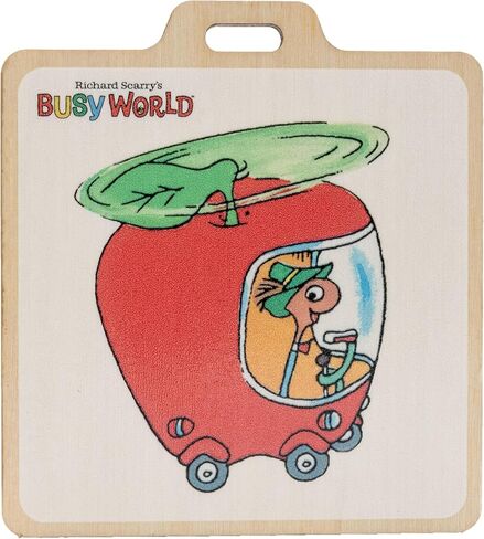 علامة Arcane Vault Richard Scarry Lowly Worm in Apple Car Wood Bag - علامة سفر متينة مع حلقة معدنية من Arcane Vault - بطاقة أمتعة مرخصة رسميًا لحقائب الظهر وحقائب السفر وحقائب اليد in Kuwait