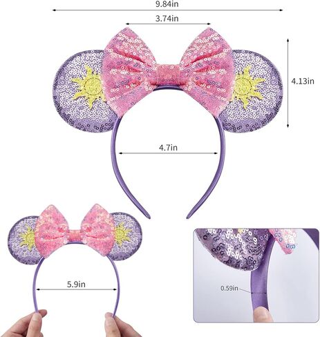 Sparkle Mouse Ears Headband for Women & Girls, Lightweight Cartoon Ear Headbands for Halloween Christmas Party in Saudi Arabia