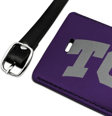 TCU Primary Logo Rectangle Leather Luggage Card Suitcase Carry-On ID Tag in Saudi Arabia