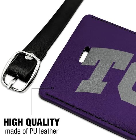 TCU Primary Logo Rectangle Leather Luggage Card Suitcase Carry-On ID Tag in Saudi Arabia