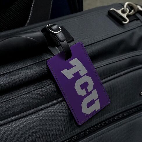 TCU Primary Logo Rectangle Leather Luggage Card Suitcase Carry-On ID Tag in Saudi Arabia