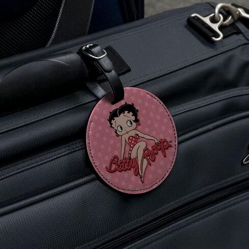Betty Boop Pink Polka Dots Round Leather Luggage Card Suitcase Carry-On ID Tag in Saudi Arabia