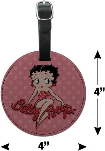 Betty Boop Pink Polka Dots Round Leather Luggage Card Suitcase Carry-On ID Tag in Saudi Arabia