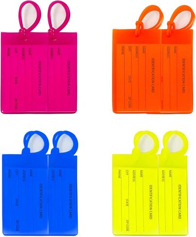 بطاقات أمتعة مكونة من 8 قطع، علامات أمتعة متعددة الألوان مقاومة للماء ومعرفات لحقائب السفر، أساسيات السفر للطائرة والرحلات البحرية والعطلات، ملحقات سفر ممتازة مريحة in Kuwait