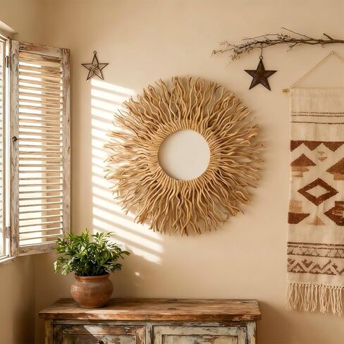 ديكور جداري فني كبير BDJBXK - فرع التوت Sunburst مصنوع يدويًا فريد من نوعه مقاس 27 بوصة لغرفة المعيشة وغرفة النوم والمكتب والمزرعة وديكور المنزل in Kuwait