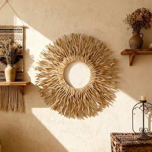 ديكور جداري فني كبير BDJBXK - فرع التوت Sunburst مصنوع يدويًا فريد من نوعه مقاس 27 بوصة لغرفة المعيشة وغرفة النوم والمكتب والمزرعة وديكور المنزل in Kuwait