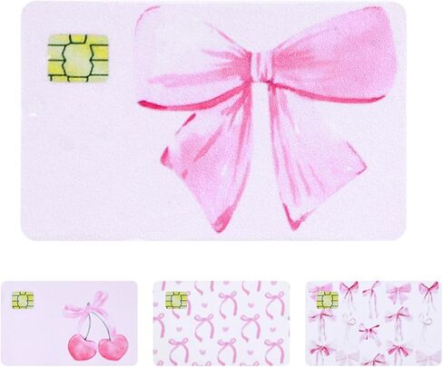 4 Sets Credit Card Sticker Credit Card Skin Waterproof PVC Removable Decal Protective Cover for Debit ID Transit Cards Protection DIY Personalization Gift Idea Elegant Design (Black, Bow) in Kuwait