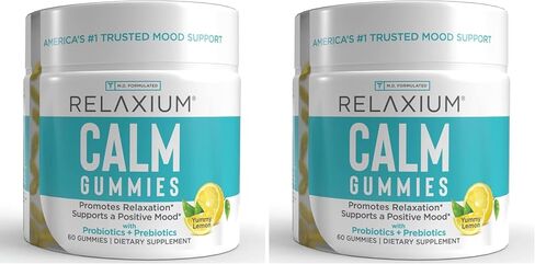 Relaxium Calm Gummy, Developed in The U.S.A., with Vitamin B6, Magnesium, and L-Theanine, One Gummy per Serving, 60 Gummies in Saudi Arabia