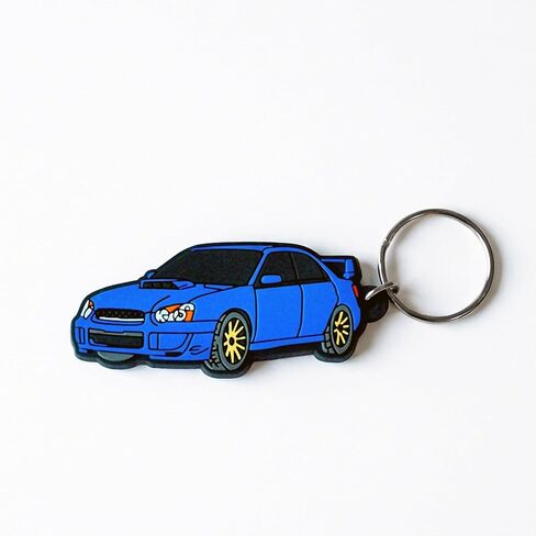 Vintage Ltd. سلسلة مفاتيح مستوحاة من Subaru Impreza WRX STI - مفتاح FOB مطاطي ناعم - ملحق متحمس للسيارات - هدية لمحبي JDM (أزرق رالي) in Kuwait