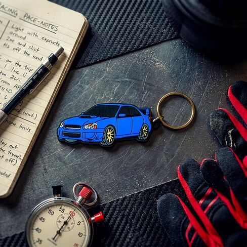 Vintage Ltd. سلسلة مفاتيح مستوحاة من Subaru Impreza WRX STI - مفتاح FOB مطاطي ناعم - ملحق متحمس للسيارات - هدية لمحبي JDM (أزرق رالي) in Kuwait