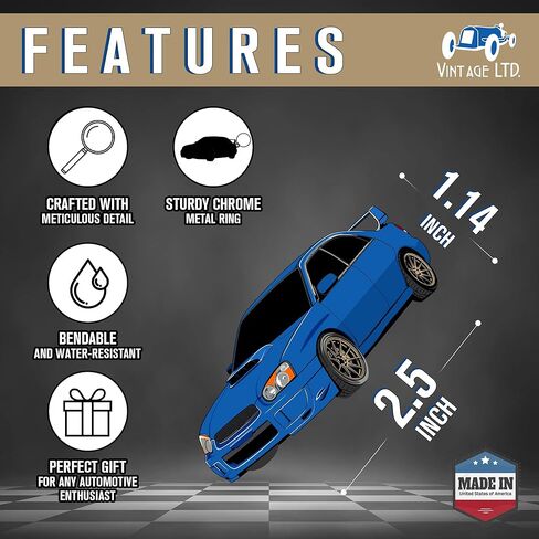 Vintage Ltd. سلسلة مفاتيح مستوحاة من Subaru Impreza WRX STI - مفتاح FOB مطاطي ناعم - ملحق متحمس للسيارات - هدية لمحبي JDM (أزرق رالي) in Kuwait