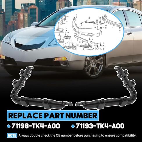 1 زوج المصد الأمامي التجنيب دعم قوس الجانب الأيسر والأيمن يصلح ل Acura TL 2009-2014 السائق والركاب الجانب الوفير الجانب فاصل دعم حامل تصاعد يستبدل 71198-TK4-A00 71193-TK4-A00 in Kuwait