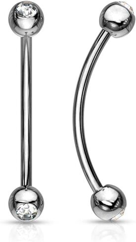 316L Surgical Steel Curved Barbell with Gemmed Ends for Snake Eye Piercings and More in Saudi Arabia